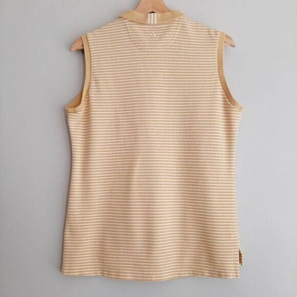 ADIDAS | ClimaLite Golf Tailored Fit Classic Sleeveless Polo Shirt Stripe Sz L - Picture 6 of 11